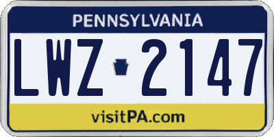 PA license plate LWZ2147
