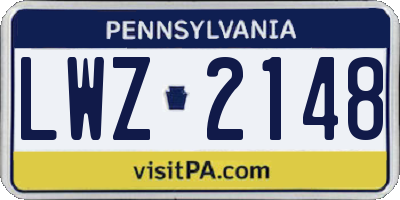 PA license plate LWZ2148