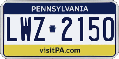 PA license plate LWZ2150