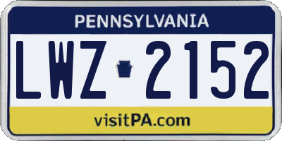 PA license plate LWZ2152