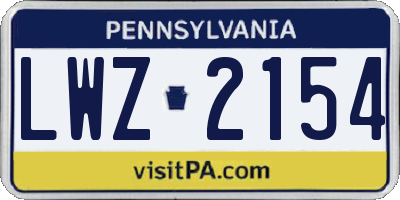 PA license plate LWZ2154