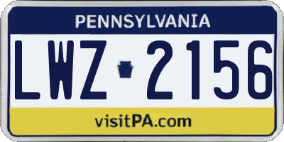 PA license plate LWZ2156