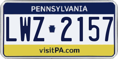PA license plate LWZ2157