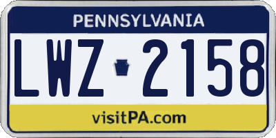 PA license plate LWZ2158
