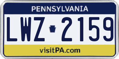 PA license plate LWZ2159