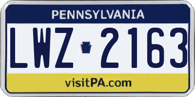 PA license plate LWZ2163