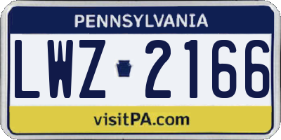 PA license plate LWZ2166