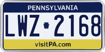 PA license plate LWZ2168
