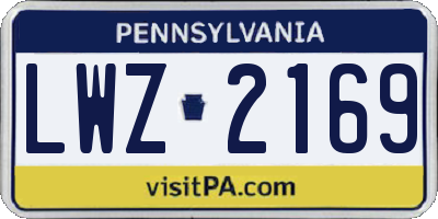 PA license plate LWZ2169
