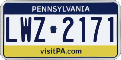 PA license plate LWZ2171