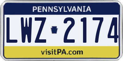 PA license plate LWZ2174