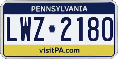 PA license plate LWZ2180