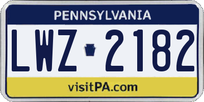 PA license plate LWZ2182