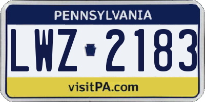 PA license plate LWZ2183