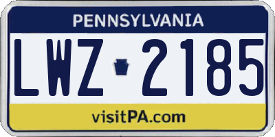 PA license plate LWZ2185
