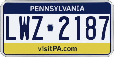 PA license plate LWZ2187