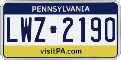 PA license plate LWZ2190