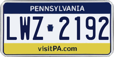 PA license plate LWZ2192