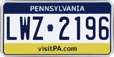 PA license plate LWZ2196