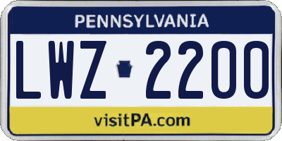 PA license plate LWZ2200