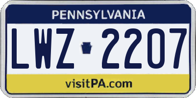 PA license plate LWZ2207