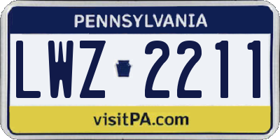 PA license plate LWZ2211