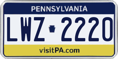 PA license plate LWZ2220