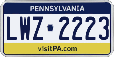 PA license plate LWZ2223
