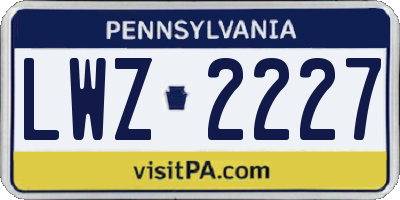 PA license plate LWZ2227