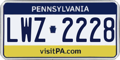 PA license plate LWZ2228