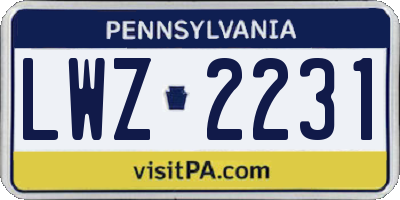 PA license plate LWZ2231