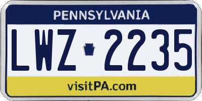 PA license plate LWZ2235