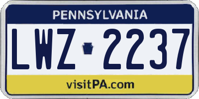 PA license plate LWZ2237