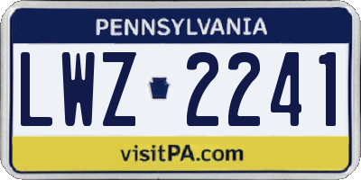 PA license plate LWZ2241