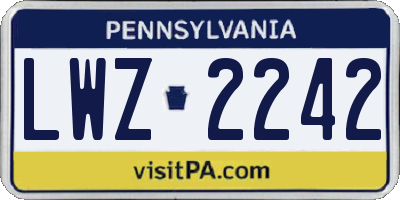 PA license plate LWZ2242