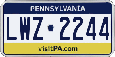 PA license plate LWZ2244