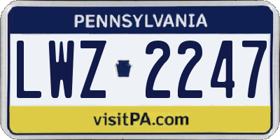 PA license plate LWZ2247