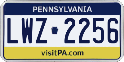 PA license plate LWZ2256