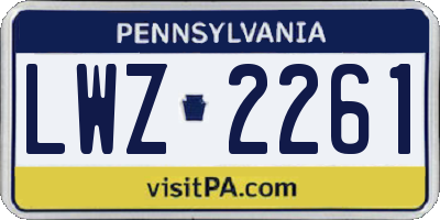 PA license plate LWZ2261