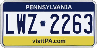 PA license plate LWZ2263