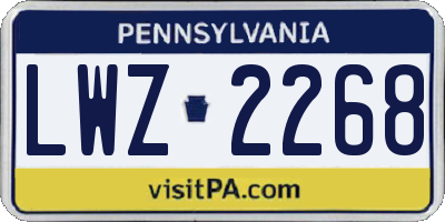 PA license plate LWZ2268