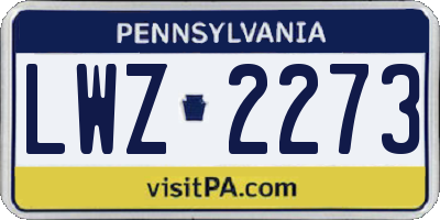 PA license plate LWZ2273