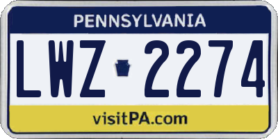 PA license plate LWZ2274