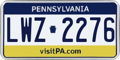 PA license plate LWZ2276