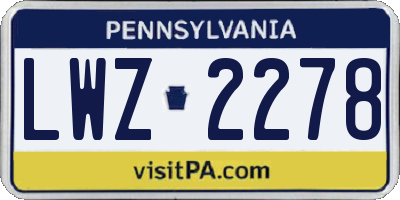 PA license plate LWZ2278