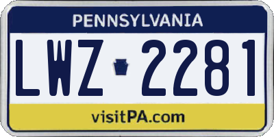 PA license plate LWZ2281