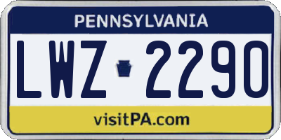 PA license plate LWZ2290