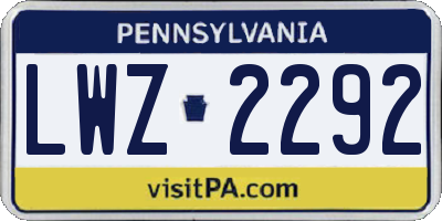 PA license plate LWZ2292