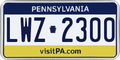 PA license plate LWZ2300