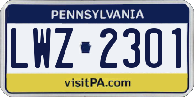 PA license plate LWZ2301